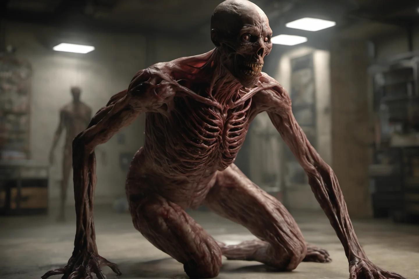 A tall, gaunt humanoid mutant with extremely long arms and claws